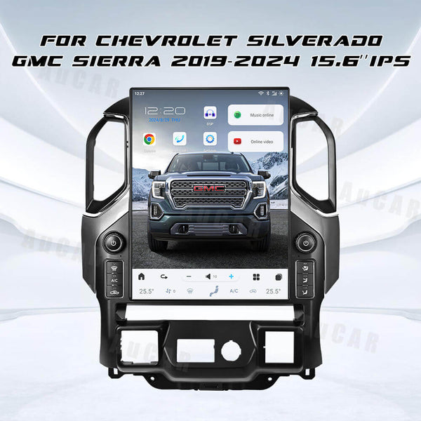 AuCar Tesla Android 13 15.6″ Car Radio GPS Navigation For Chevrolet Silverado GMC Sierra 2019-2024 Car Multimedia Stereo Player Car Video