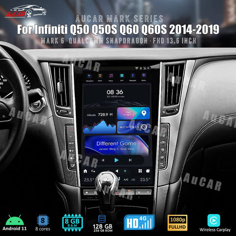 AuCar 13.6'' Tesla Android 11 Car Radio Video GPS Navigation Stereo Player Car Multimedia Head Unit For Infiniti Mark 6 Q50 Q50L Q60 Q60L 2014-2019