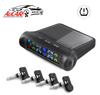 AuCAR LED Car Tire Pressure Monitoring System TPMS Solar Power Wireless LCD Display with 4 Internal Sensor Auto Security Alarm